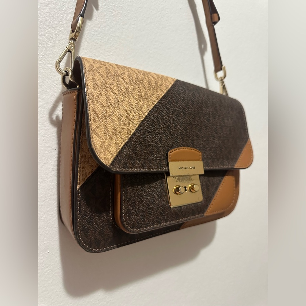 Michael Kors Two-Tone Brown & Tan Signature Crossbody